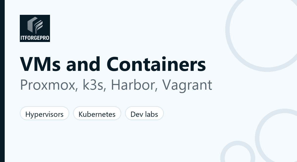Virtualization and container tools for IT teams: Proxmox VE, VMware Workstation Pro, QEMU, Vagrant, k3s and Harbor